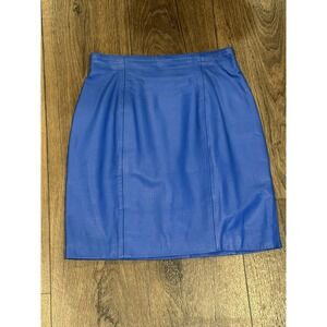 Vintage 80s CHIA Electric Blue Leather High-Waisted Mini Skirt Sz 10